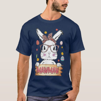 T-shirt Coupe Empreinte de léopard Visage Bunny Mawmaw Maw