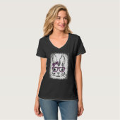 T-shirt Coupe Empreinte de léopard Visage Bunny Pâques Fem (Devant entier)