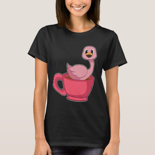 T-shirt Coupe Flamant rose de café (Devant)