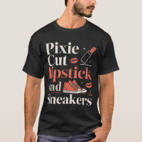 Coupe pixie rouge à lèvres et baskets style de che