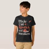 T-shirt Coupe pixie rouge à lèvres et baskets style de che (Devant entier)