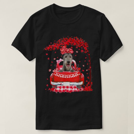 T-shirt Coupe Rouge Camion Irlandais Wolfhound Valentines  (Design devant)