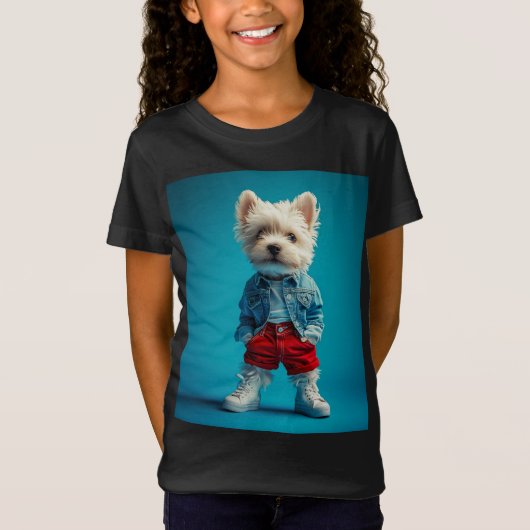 T-Shirt Coupe Westie stylish en Denim et Basket (Devant)
