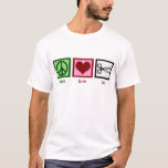 T-shirt Coupes de cheveux d'amour de paix<br><div class="desc">Je suis un maître à dénommer de cheveux. Dessus de ma classe à l'école de beauté et le meilleur au salon !</div>