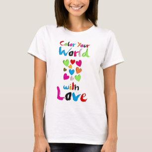 T-shirt Coupez votre monde avec amour - Design cardiaque d
