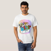T-shirt Couple Bonhomme de Neige  (Devant entier)