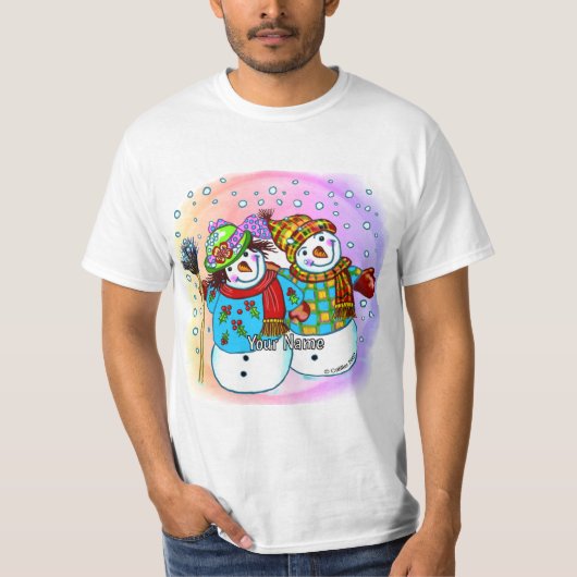 T-shirt Couple Bonhomme de Neige  (Devant)