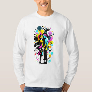 T-shirt Couple coloré Abstrait design, éclaboussure de cou