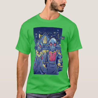 T-shirt Couple cyberpunk dans la ville fille