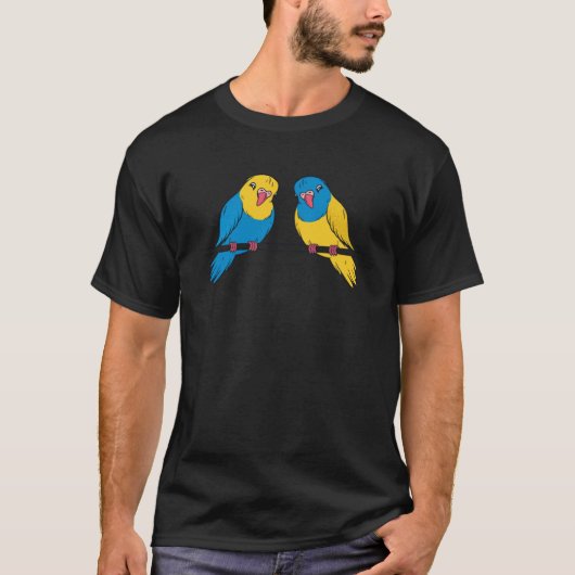 T-shirt couple d'amour de paix perroquets (Devant)