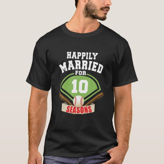 T-shirt Couple De Baseball 10E Anniversaire De Mariage (Devant)