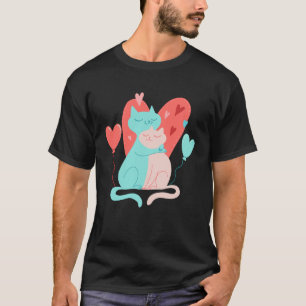 T-shirt Couple de chat de la Saint-Valentin Petit ami Peti