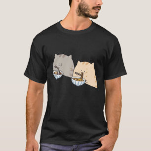T-shirt Couple de chats mangeant des nouilles