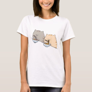 T-shirt Couple de chats mignons mangeant des nouilles