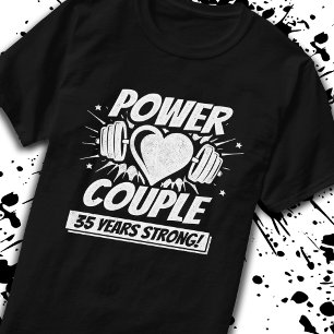 T-shirt Couple de fitness du 35e anniversaire 35 ans fort