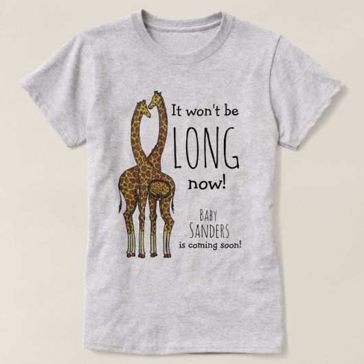 T-shirt Couple de Girafe Enceinte avec nom personnalisable (Design devant)