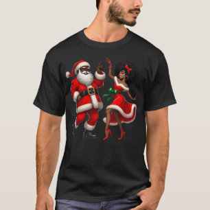 T-shirt Couple de Père Noël dansant Noël afro-américain Ch