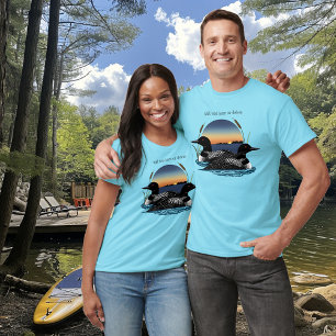 T-shirt Couple de plongeons arctiques Coucher de soleil Bl