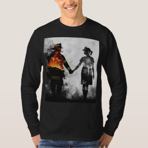 T-shirt Couple de pompier et infirmière - Art de silhouett