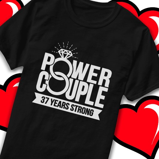 T-shirt Couple de puissance forte de 37 ans mignon 37e ann