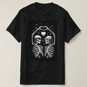 T-shirt Couple de squelettes de la Saint-Valentin, cœur de