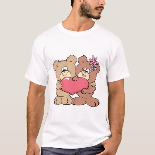 T-shirt couple d'ours en peluche à coeur valentin (Devant)