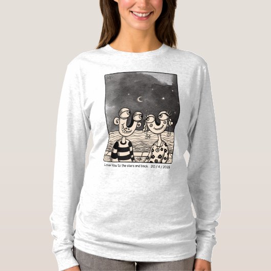 T-shirt Couple En encre d'amour Dessin personnalisé (Devant)