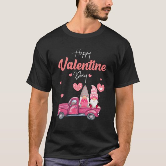 T-shirt Couple Gnomes Heureuse Sainte-Valentin Camion Gnom (Devant)