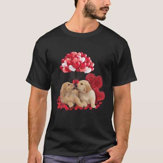 T-shirt Couple Golden Retriever Valentine's Day Chien L (Devant)