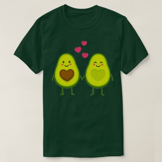 T-shirt Couple mignon de fruits à l'avocat (Design devant)