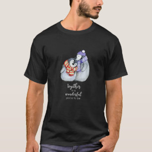 T-shirt Couple Pingouin Cute En Vacances Noël T Chemise