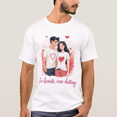 T-shirt Couple romantique dans les coeurs correspondants (Devant)