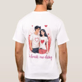 T-shirt Couple romantique dans les coeurs correspondants (Dos)