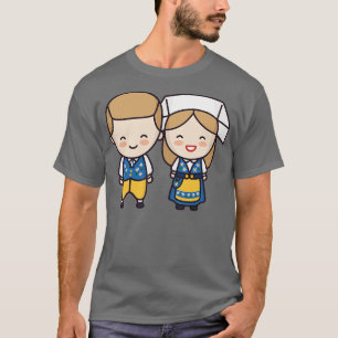 T-shirt Couple suédois mignon en vêtements traditionnels