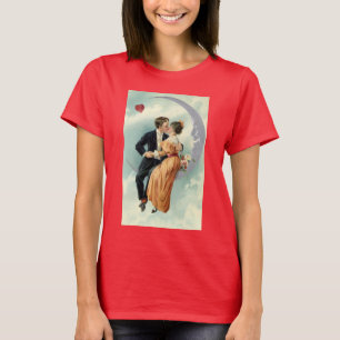 T-shirt Couple victorien vintage s'embrassant sur un crois