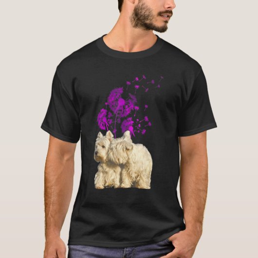 T-shirt Couple Westies Dandelion Valentine's Day (Devant)