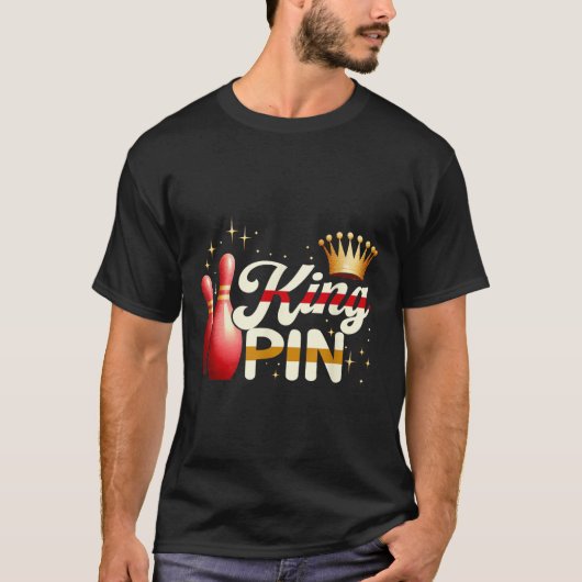 T-shirt Couples Bowler League Bowler King Pin porter Cro (Devant)