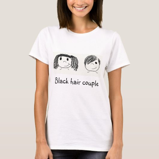 T-shirt Couples de cheveux noirs - amie (Devant)
