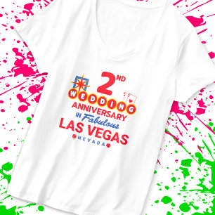 T-shirt Couples du 2e anniversaire de Mariage Las Vegas Tr