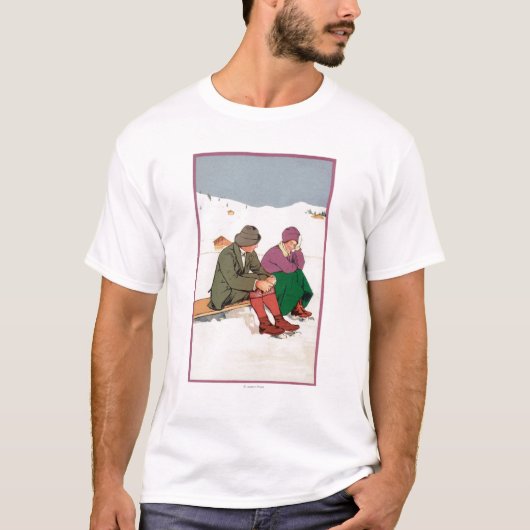 T-shirt Couples faisant une pause de patinage de glace (Devant)