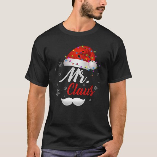 T-shirt Couples M. Clause Père Noël Light Casquette Annive (Devant)