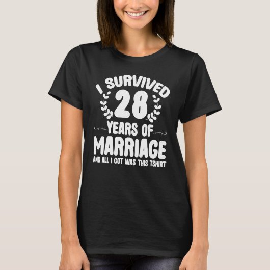 T-shirt Couples mariés de 28 ans survivant 28e Anniversa (Devant)