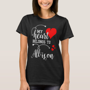 T-shirt Couples Matching Mon cœur appartient à Allison M