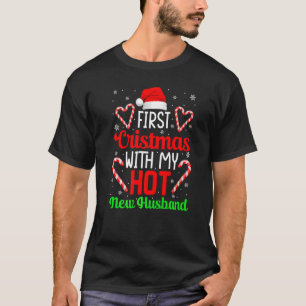 T-shirt Couples Noël Premier Noël Avec Mon Hot Nouveau