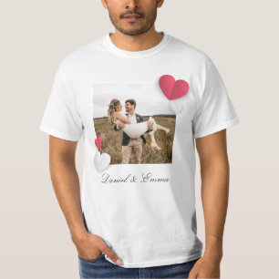 T-shirt Couples personnalisés Nom photo Texte personnalisé