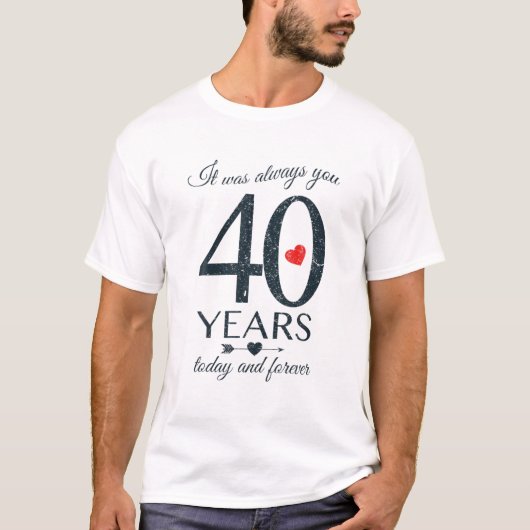 T-shirt Couples Romantiques 40E Anniversaire Mariage (Devant)