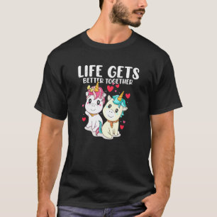 T-shirt Couples Unicorn Life S'Améliore Ensemble Son Et