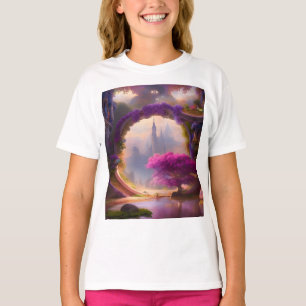 T-shirt Cour jardin floral fantastique arbre rose