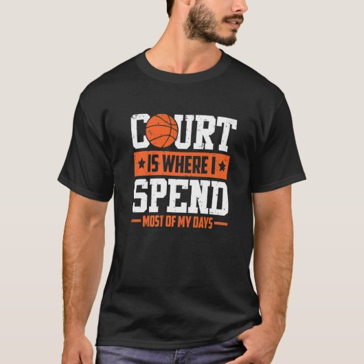 T-shirt Cour où le joueur de basket-ball entraîneur de bal (Devant)