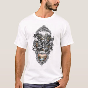 T-shirt Courage et Ailes Art Fantastique Vintage Loup Ailé